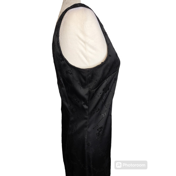 90's Y2K Byer too! Black Floral Whimsey Goth Vampire Formal Dress VTG Sz 11 - Picture 3 of 7